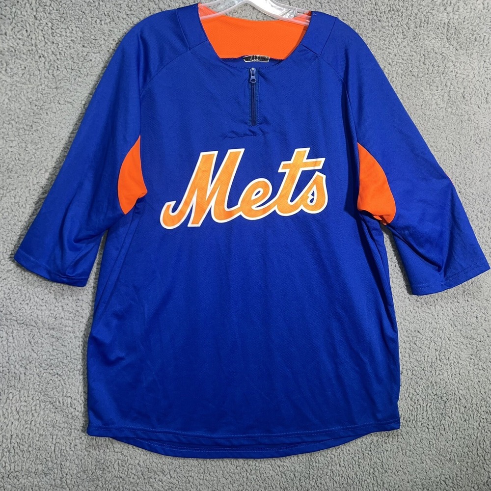 New York Mets Shirt Men's XL Blue Nikon Jersey #21 SGA 1/4 Zip Practice Pullover